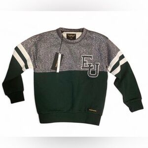 Kids Collegiate Sweater EU Green and Silver New Finger in the Nose